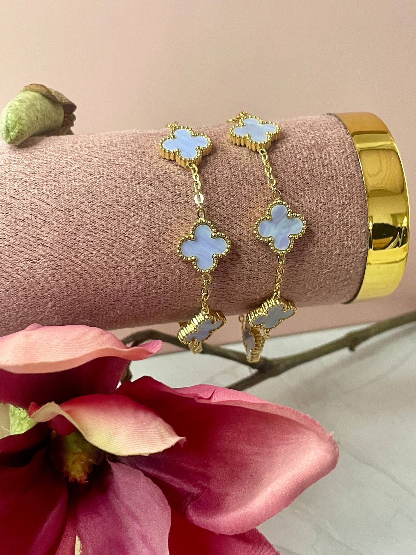 Clover Pearlmutt hellblau/lila/gold/silber