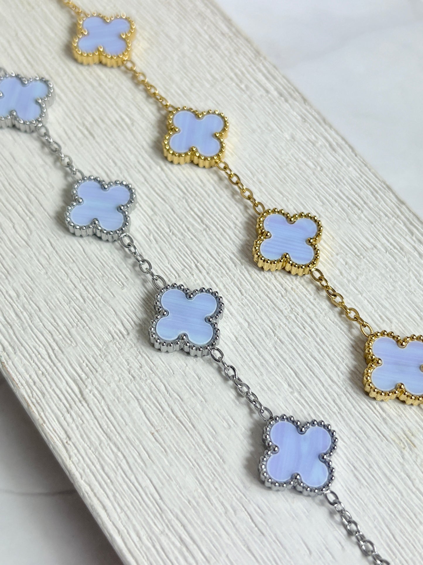 Clover Pearlmutt hellblau/lila/gold/silber