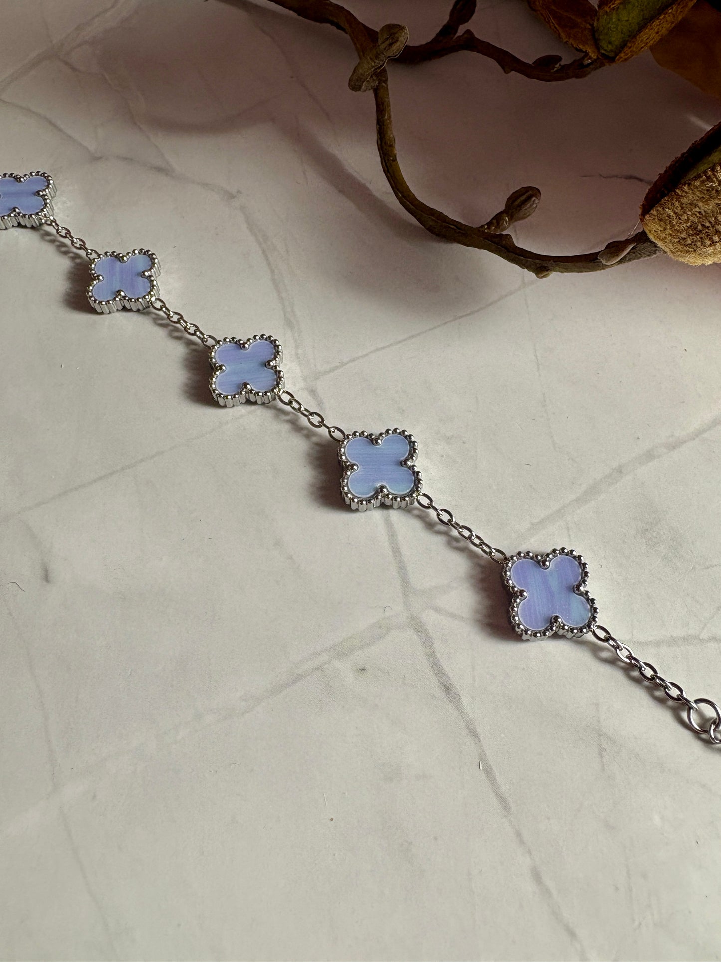 Clover Pearlmutt hellblau/lila/gold/silber